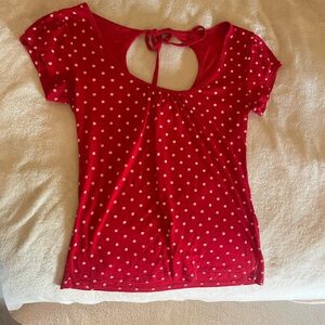 Red Polka Dot Short Sleeve Top